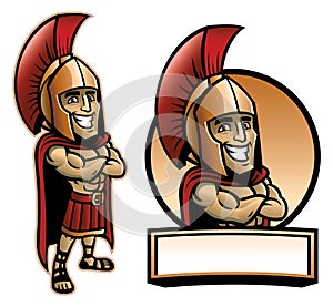Cartoon of spartan army pose and smiling