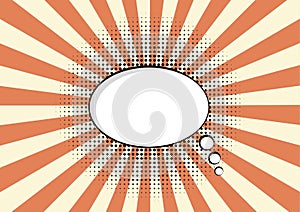 Cartoon speech pop art bubble haltone communication sunburst background vector cloud