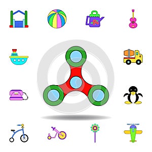 cartoon spinner toy colored icon. set of children toys illustration icons. signs, symbols can be used for web, logo, mobile app,