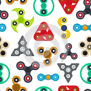 Cartoon Spinner Toy Seamless Pattern Background. Vector