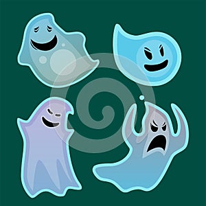 Cartoon spooky ghost character scary holiday monster