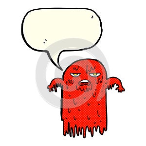 cartoon spooky ghost with speech bubble