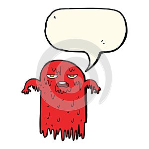 cartoon spooky ghost with speech bubble