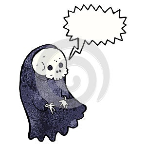 cartoon spooky ghoul with speech bubble