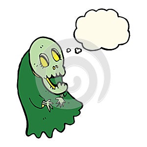 cartoon spooky ghoul with thought bubble