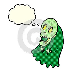 cartoon spooky ghoul with thought bubble