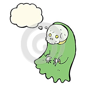 cartoon spooky ghoul with thought bubble