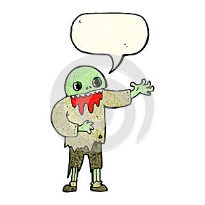 cartoon spooky zombie with speech bubble