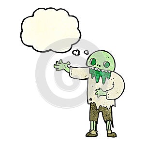 cartoon spooky zombie with thought bubble