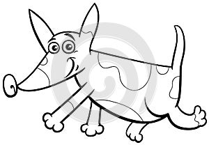 Cartoon spotted running puppy character coloring page