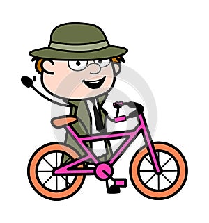 Cartoon Spy with Bicycle