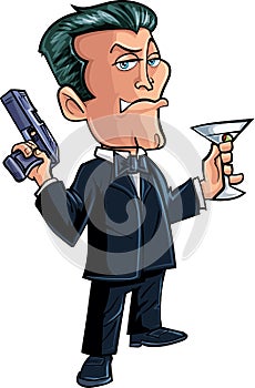 Cartoon spy character with martini photo