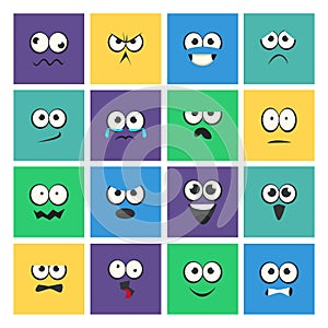 Cartoon Square Face with Emotion Expression Big Vector Set