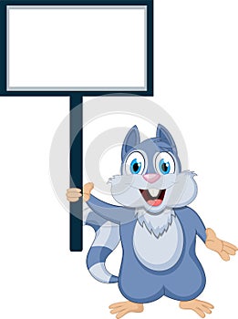 Cartoon squirrel with blank sign