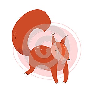 Cartoon Squirrel Jumping Isolated on White Background Vector Illustration