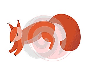 Cartoon Squirrel Jumping Isolated on White Background Vector Illustration