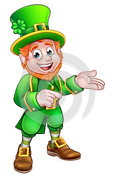 Cartoon St Patricks Day Leprechaun Pointing photo