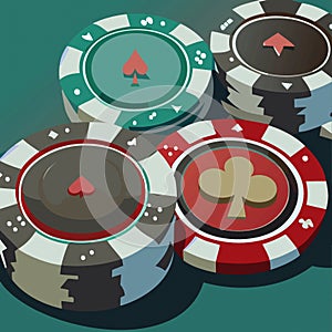 cartoon stack casino chips for poker game. illustration vector