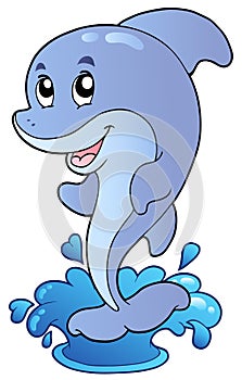 Cartoon standing dolphin