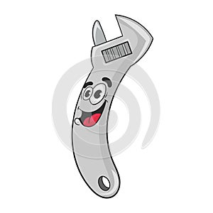 Cartoon steel adjustable wrench , vector illustration