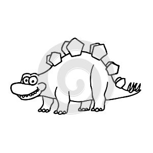 Cartoon Stegosaurus Cute Little Baby Dinosaur outline. Vector