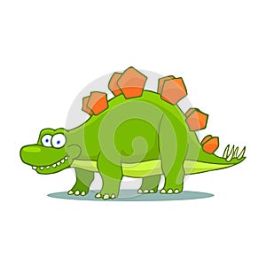 Cartoon Stegosaurus Cute Little Baby Dinosaur. Vector