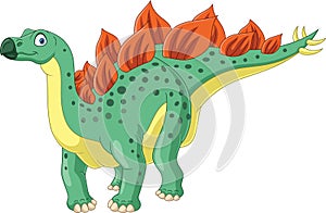 Cartoon stegosaurus on white background