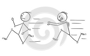 Cartoon of Angry Violent Man Chasing Another Man photo