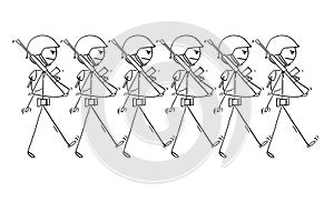 Cartoon of Modern Soldiers Marching on Parade or in to War photo