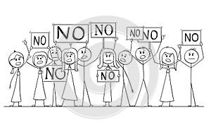 Cartoon Drawing of Group of People Protesting With No Signs photo