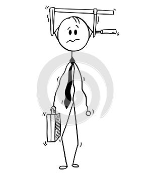 Conceptual Cartoon of Businessman Under Pressure