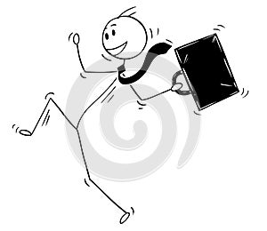 Cartoon of Happy Dancing and Jumping Businessman