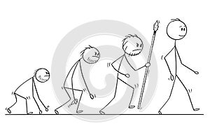 Cartoon of Human Evolution Process Progress