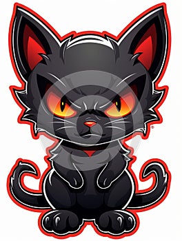 Cartoon sticker evil daemon kitten, AI