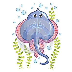 Cartoon Stingray fish in .