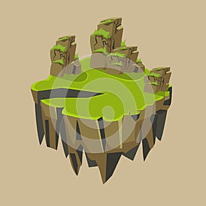 Cartoon Stone Grassy Isometric Island for Game