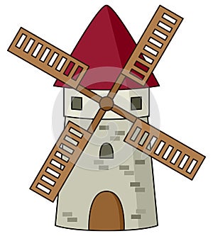 Cartoon Stone Windmill Icon