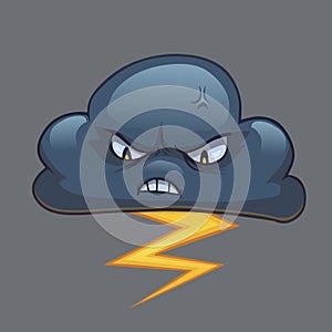 Cartoon Storm Cloud With Thunderbolt