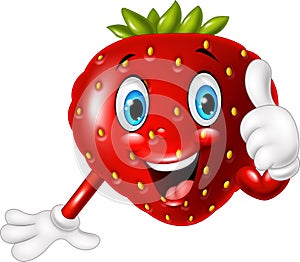 Cartoon strawberry giving thumbs up