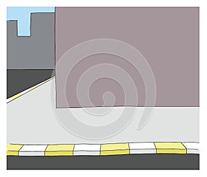 Cartoon street view, sidewalk and road, vector illustration