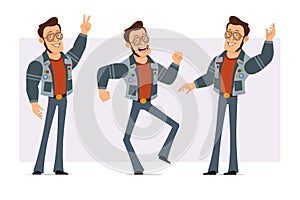 Cartoon strong disco man character vector set
