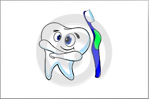 Cartoon strong tooth character.