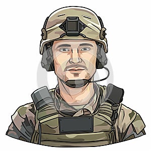 Cartoon style avatar illustration of a male soldier