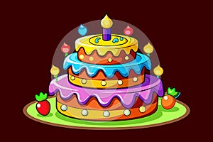 A cartoon style Birthday vector cake illustration