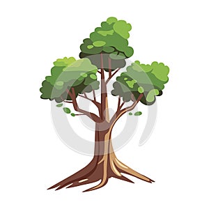 Cartoon style bonsai tree colorful vector illustration. Vector tree illustration on white background.