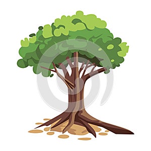 Cartoon style bonsai tree colorful vector illustration. Vector tree illustration on white background.