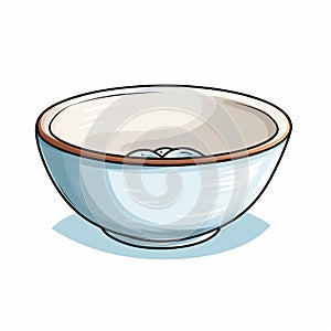 Cartoon Style Bowl With Egg - Traditional Chinese Painting Inspired