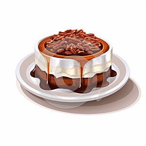 Cartoon-style Cheesecake With Caramel And Pecans - Creative Commons Attribution