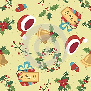 Cartoon style christmas seamless pattern