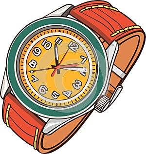 Cartoon style Classic Mens Wrist Watch Vector